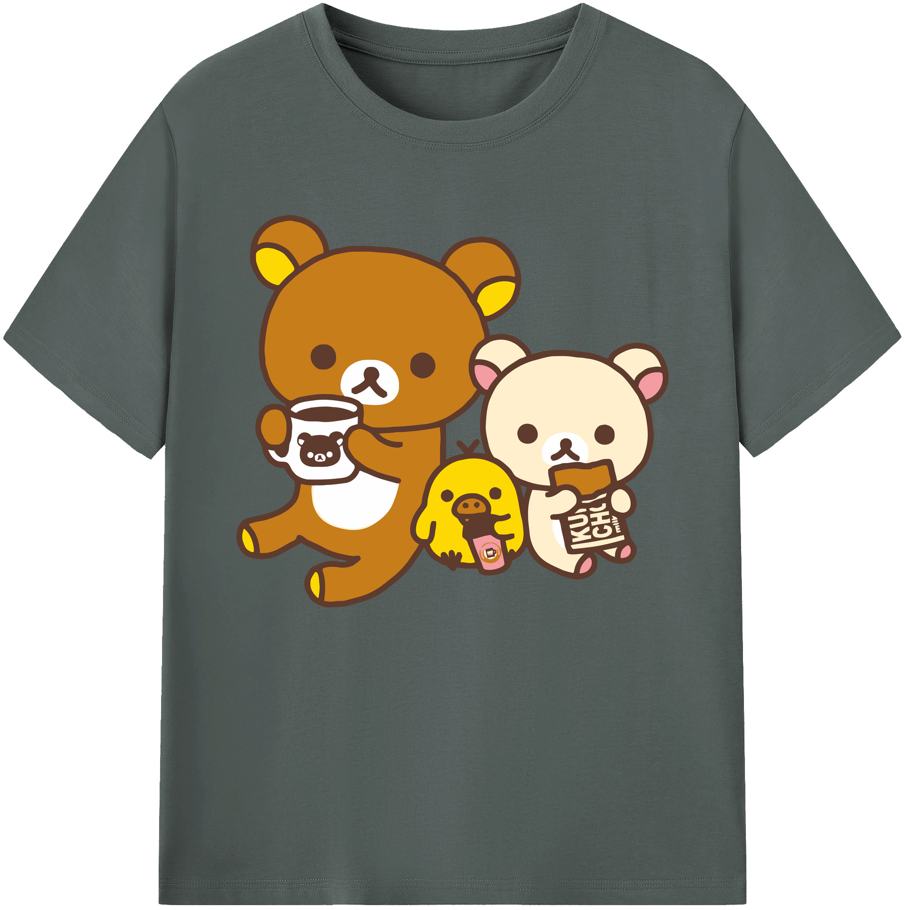 （画像用） リラックマ リラックマ キイロイトリ Rilakkuma Korilakkuma Kiiroitori 綿100％ メンズ半袖Tシャツ｜肌触りやわらか＆通気性